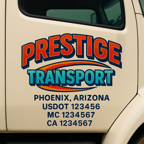 Custom Designed USDOT (DOT) Truck Door Lettering Decal Signs | Graphic Designed USDOT Lettering For Semi-Trucks, Work Trucks & Box Trucks | Add Your Trucking Name, USDOT, MC, CA, KYU, GVW & VIN (2-Pack)