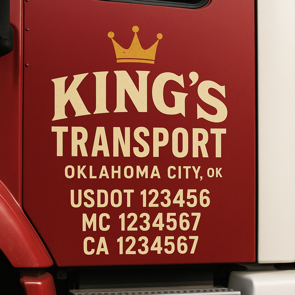 Custom Designed USDOT (DOT) Truck Door Lettering Decal Signs | Graphic Designed USDOT Lettering For Semi-Trucks, Work Trucks & Box Trucks | Add Your Trucking Name, USDOT, MC, CA, KYU, GVW & VIN (2-Pack)