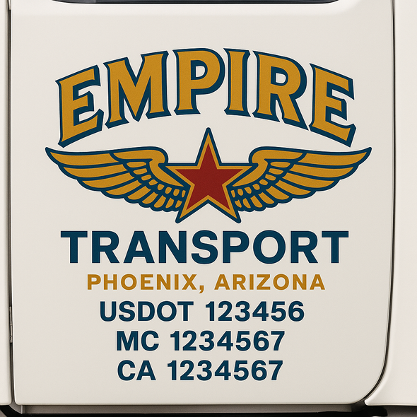 Custom Designed USDOT (DOT) Truck Door Lettering Decal Signs | Graphic Designed USDOT Lettering For Semi-Trucks, Work Trucks & Box Trucks | Add Your Trucking Name, USDOT, MC, CA, KYU, GVW & VIN (2-Pack)