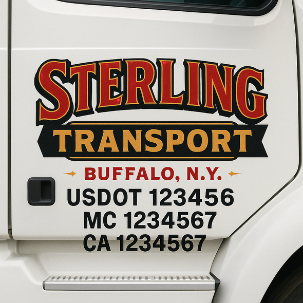 Custom Designed USDOT (DOT) Truck Door Lettering Decal Signs | Graphic Designed USDOT Lettering For Semi-Trucks, Work Trucks & Box Trucks | Add Your Trucking Name, USDOT, MC, CA, KYU, GVW & VIN (2-Pack)