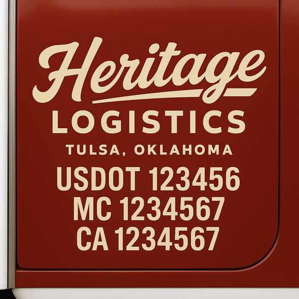Custom Designed USDOT (DOT) Truck Door Lettering Decal Signs | Graphic Designed USDOT Lettering For Semi-Trucks, Work Trucks & Box Trucks | Add Your Trucking Name, USDOT, MC, CA, KYU, GVW & VIN (2-Pack)