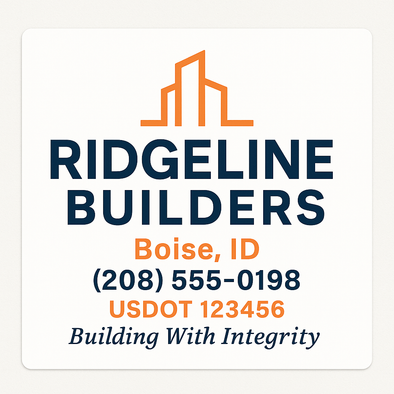 Construction Company Truck Door Decal Sign For Compliance (2-Pack)
