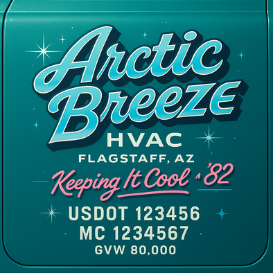 HVAC Heating & Cooling Business Truck Door Decal Lettering Sticker Sign, 2 Pack