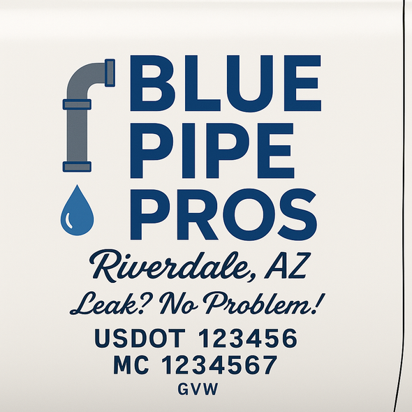 Plumbing Business Truck Door Decal Lettering Sticker Sign, 2 Pack