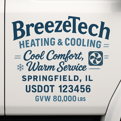 HVAC Heating & Cooling Business Truck Door Decal Lettering Sticker Sign, 2 Pack