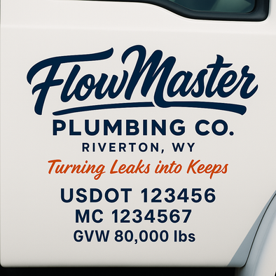 Plumbing Business Truck Door Decal Lettering Sticker Sign, 2 Pack
