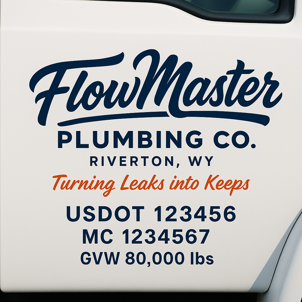 Plumbing Business Truck Door Decal Lettering Sticker Sign, 2 Pack