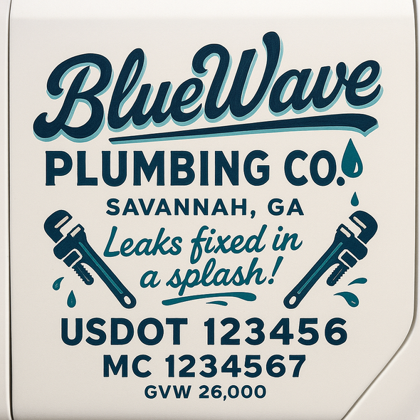 Plumbing Business Truck Door Decal Lettering Sticker Sign, 2 Pack