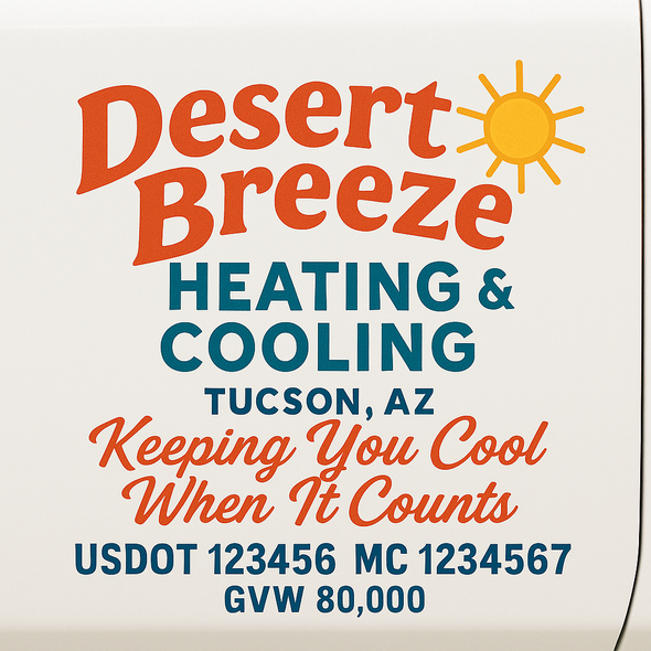 HVAC Heating & Cooling Business Truck Door Decal Lettering Sticker Sign, 2 Pack