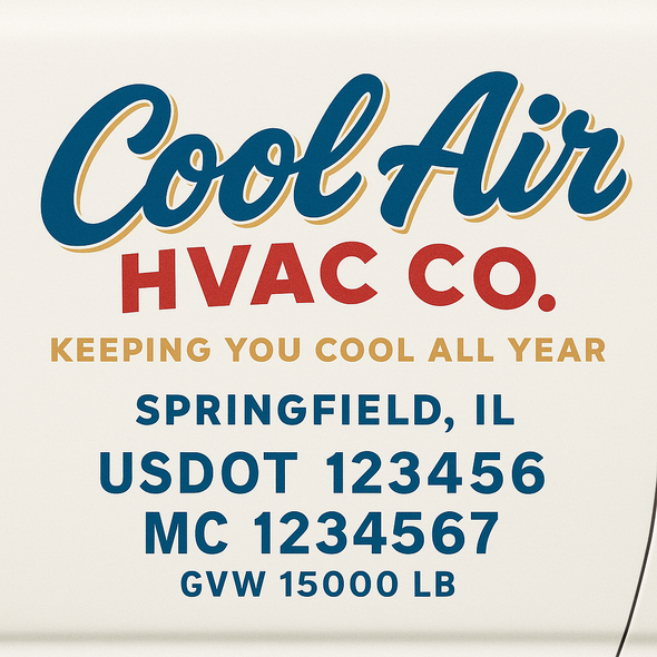 HVAC Heating & Cooling Business Truck Door Decal Lettering Sticker Sign, 2 Pack