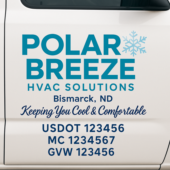 HVAC Heating & Cooling Business Truck Door Decal Lettering Sticker Sign, 2 Pack