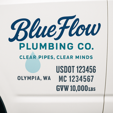 Plumbing Business Truck Door Decal Lettering Sticker Sign, 2 Pack