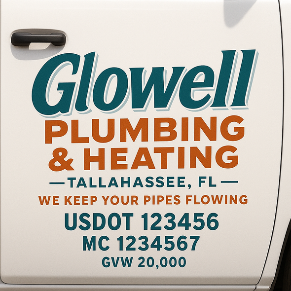 Plumbing Business Truck Door Decal Lettering Sticker Sign, 2 Pack