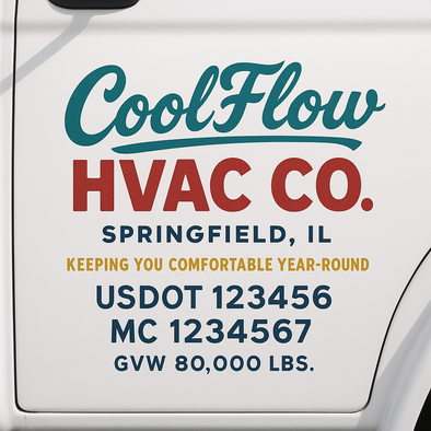 HVAC Heating & Cooling Business Truck Door Decal Lettering Sticker Sign, 2 Pack