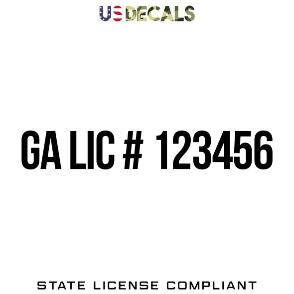Georgia GA License Regulation Number Decal Sticker Lettering, 2 Pack