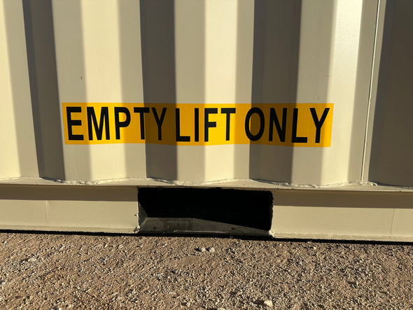 Empty Lift Only Shipping Container Decal Sticker