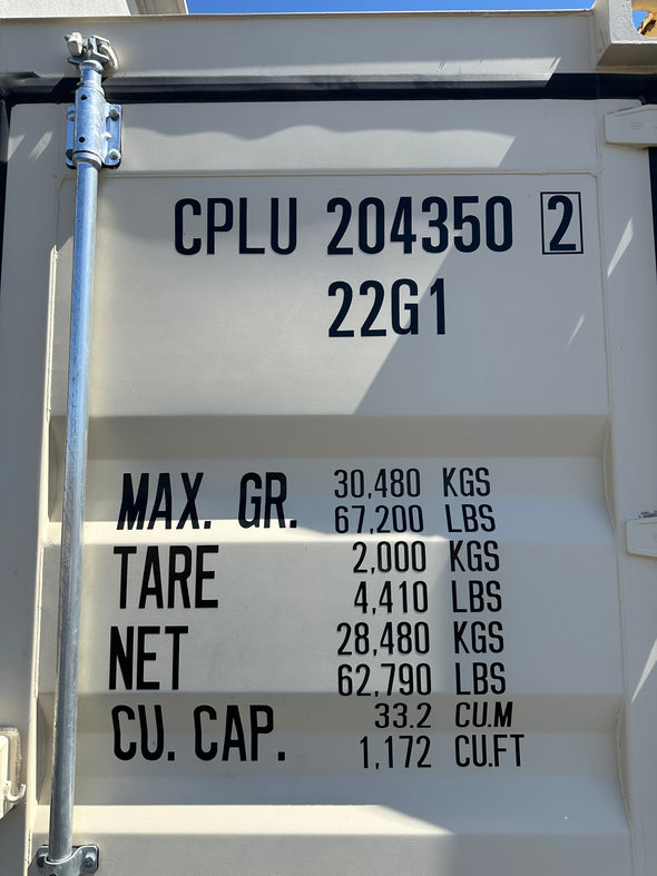 Custom Shipping Container MAX GROSS, TARE, PAYLOAD, CUBE Lettering Number Sticker Decals, 2 Pack