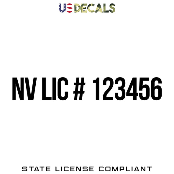 Nevada NV License Regulation Number Decal Sticker Lettering, 2 Pack