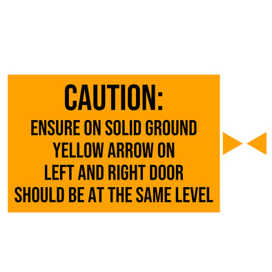 Caution: Ensure On Solid Ground Yellow Arrow On Left And Right Door Should Be At The Same Level Sticker Decal Sign For Shipping Container & Trailers