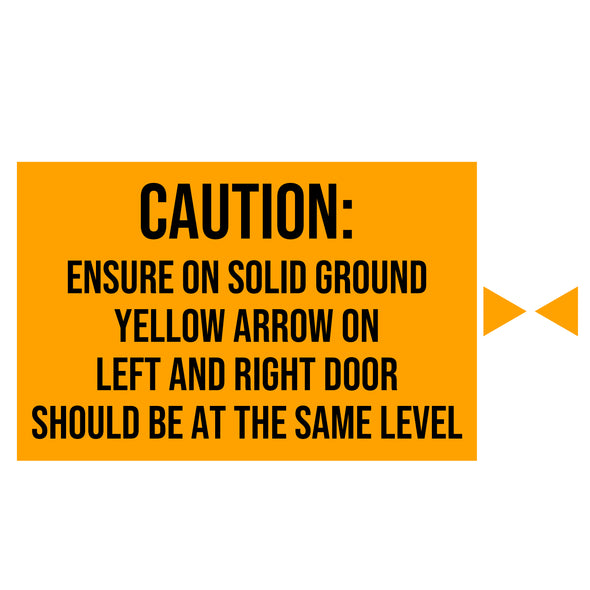 Caution: Ensure On Solid Ground Yellow Arrow On Left And Right Door Should Be At The Same Level Sticker Decal Sign For Shipping Container & Trailers
