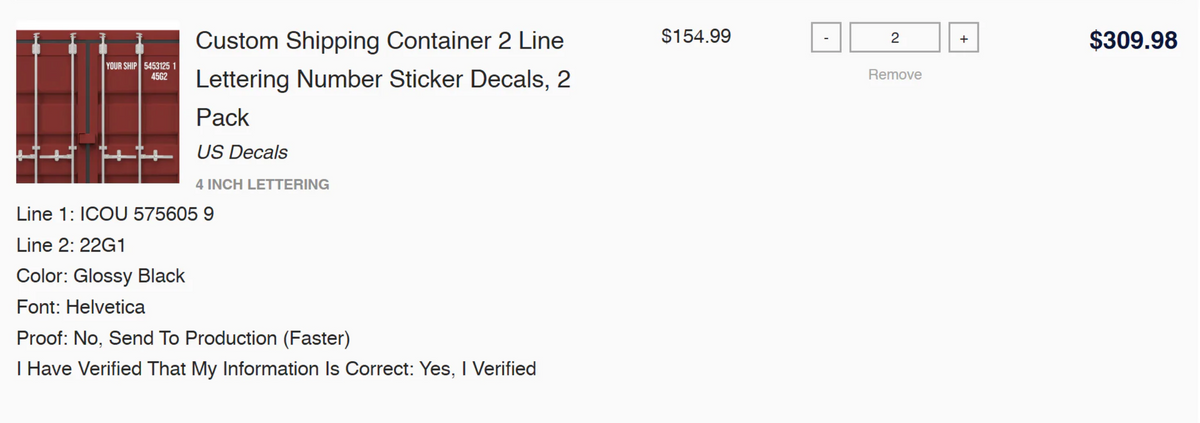 Custom Shipping Container Order – US Decals