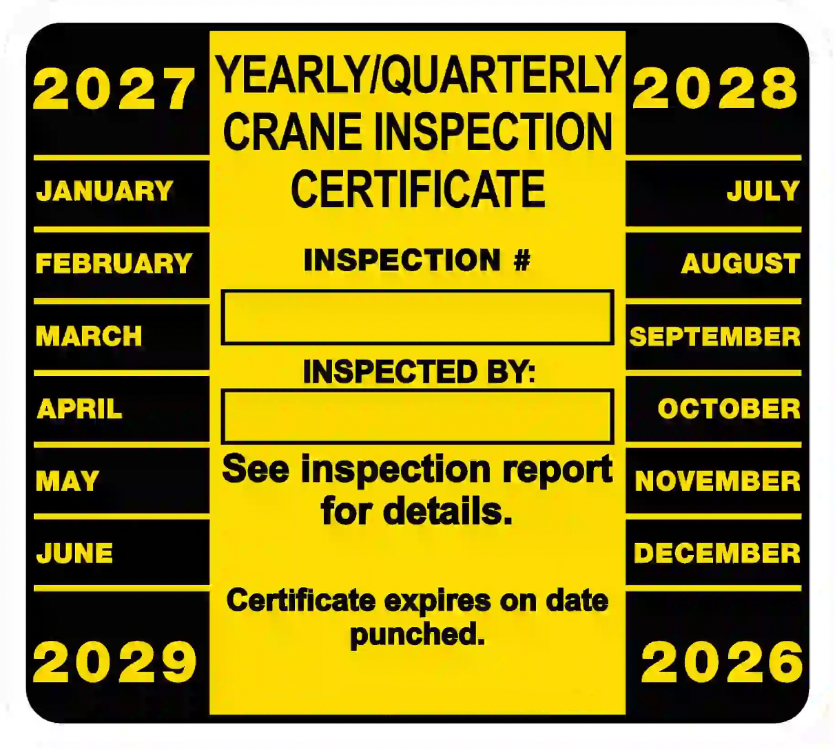 Quarter Inspection Sticker Crane Inspection Sticker Decal Sign (Yearly/Quarterly Crane Inspection ...