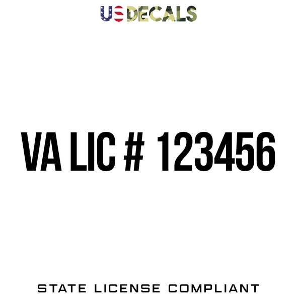 Virginia VA License Regulation Number Decal Sticker Lettering, 2 Pack