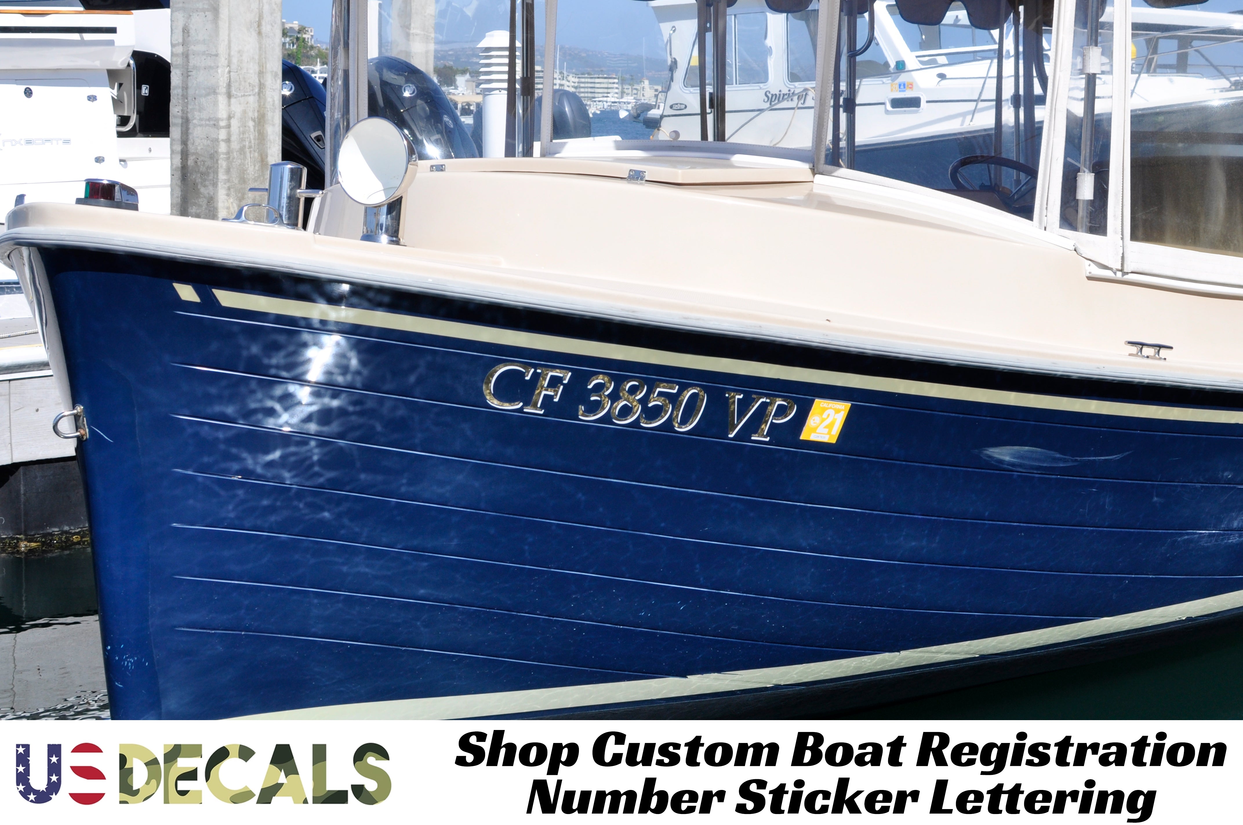 Custom Boat Registration Number Regulation Decal Sticker Lettering, 2 ...