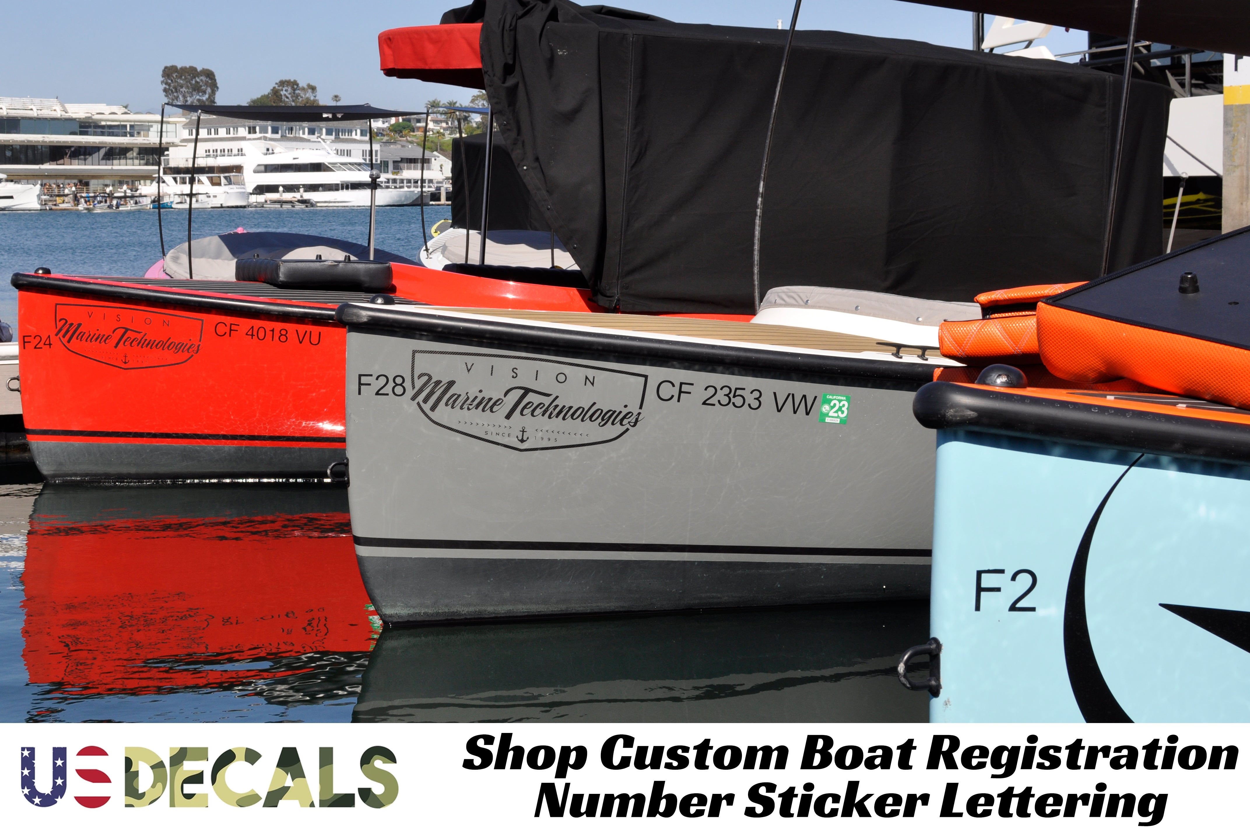Boat Sticker Lettering Boat Registration Number Regulation Decal Sticker Lettering, 2 Pack ...