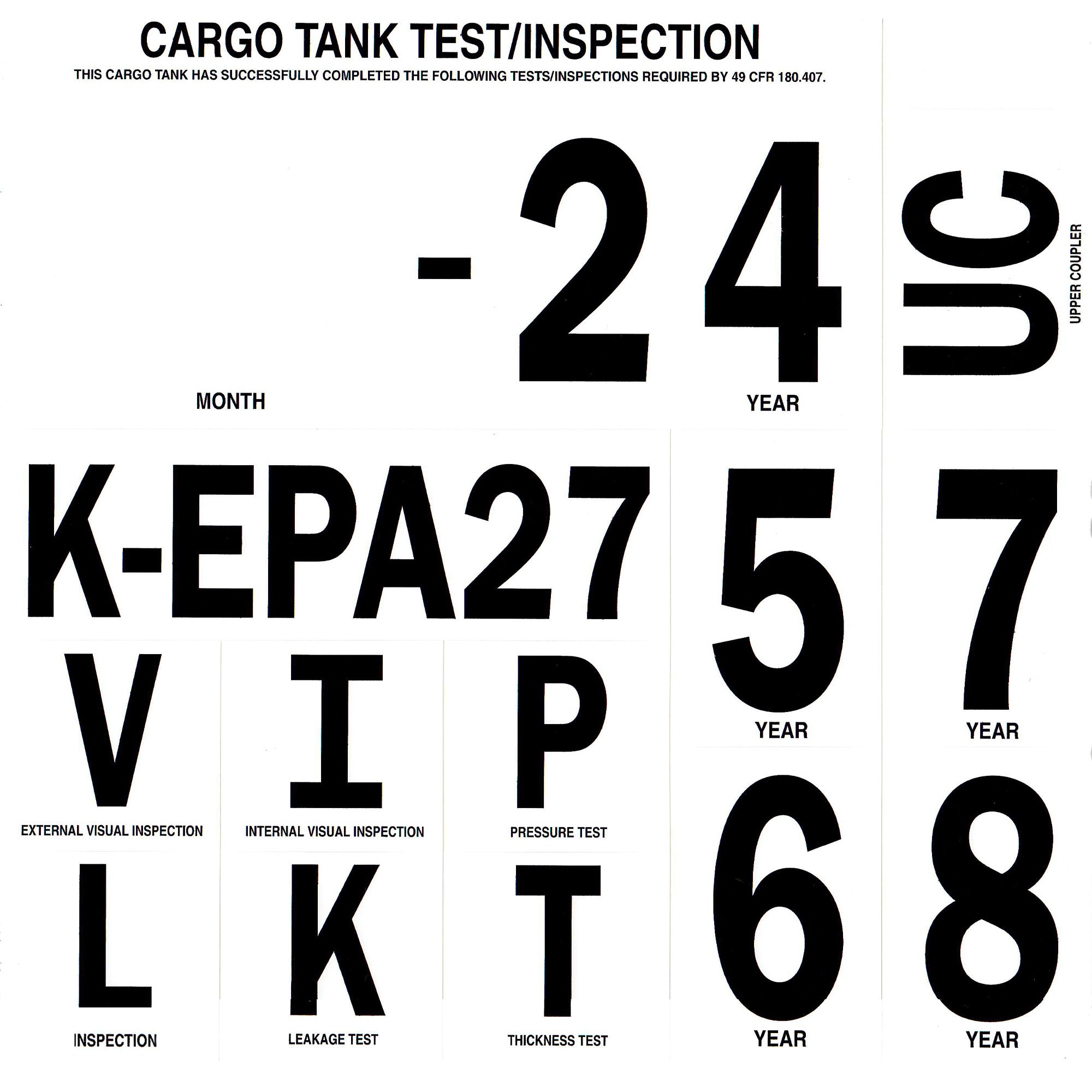 Tank Level Label Sticker Cargo Tank Test Inspection Decal Sticker Label For Compliance – US Decals