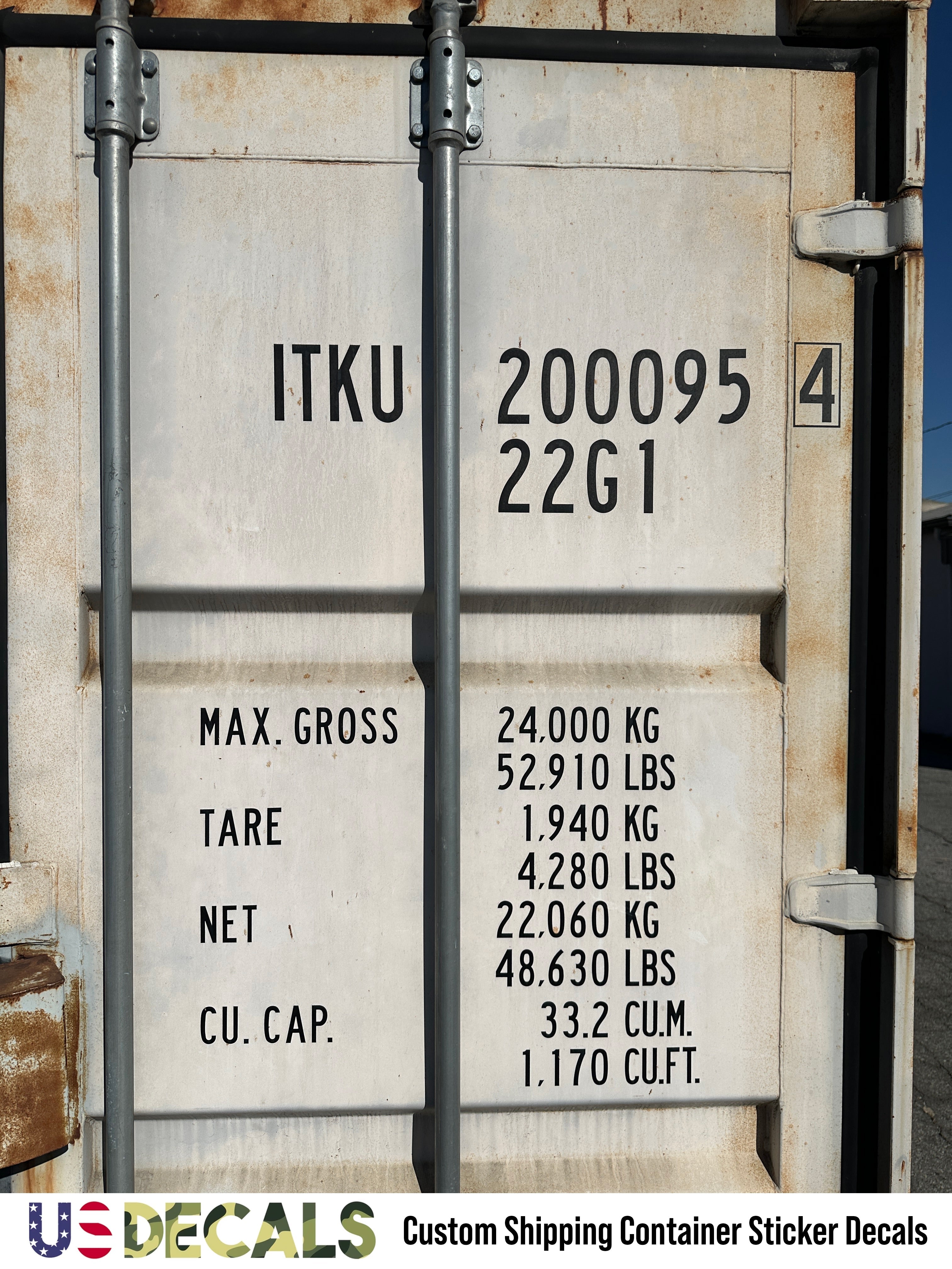 Vertical Shipping Container 2 Line Lettering Number Sticker Decals For ...