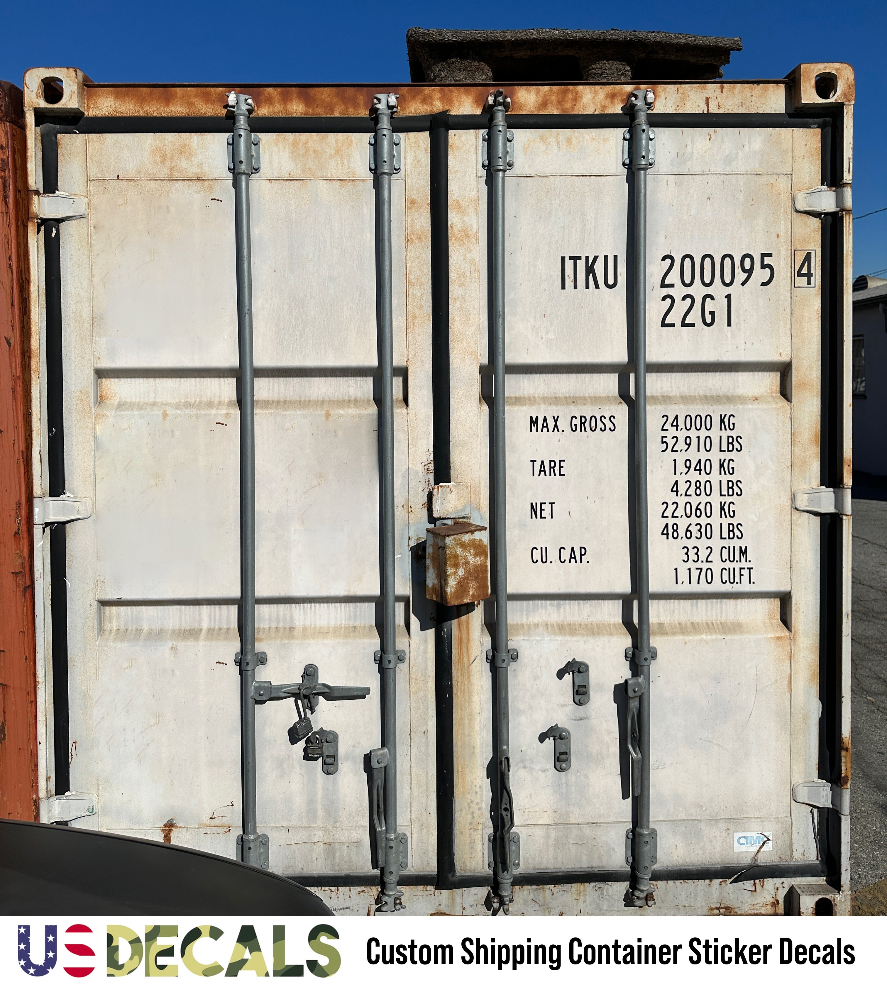 Custom Shipping Container 1 Line Lettering Number Sticker Decals, 2 Pa ...