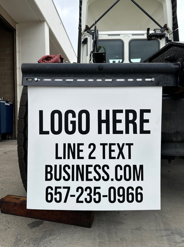 Custom Semi-Truck, Work Truck, Box Truck Mud Flaps | Add Your Own Text Or Logo | Choose Size & Color | 4 Lines V2