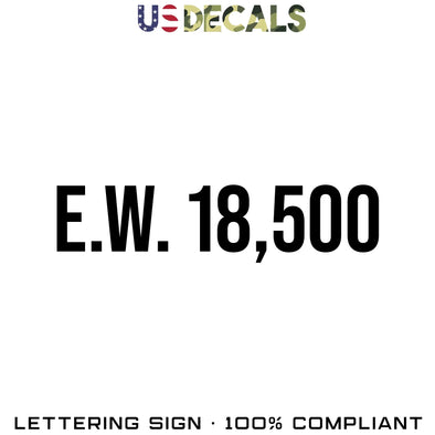 E.W (Empty Weight) Number Decal Sticker, 2 Pack