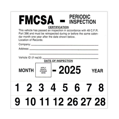 FMCSA Periodic Inspection Label - 5" x 5", Permanent Self Adhesive Vinyl Decal Sticker - Meet DOT AVIR 49 CFR Part 396 Requirements
