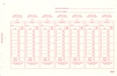 Driver's Time Record For Short Haul Operations Paper Sheet Carbonless (2-Ply)