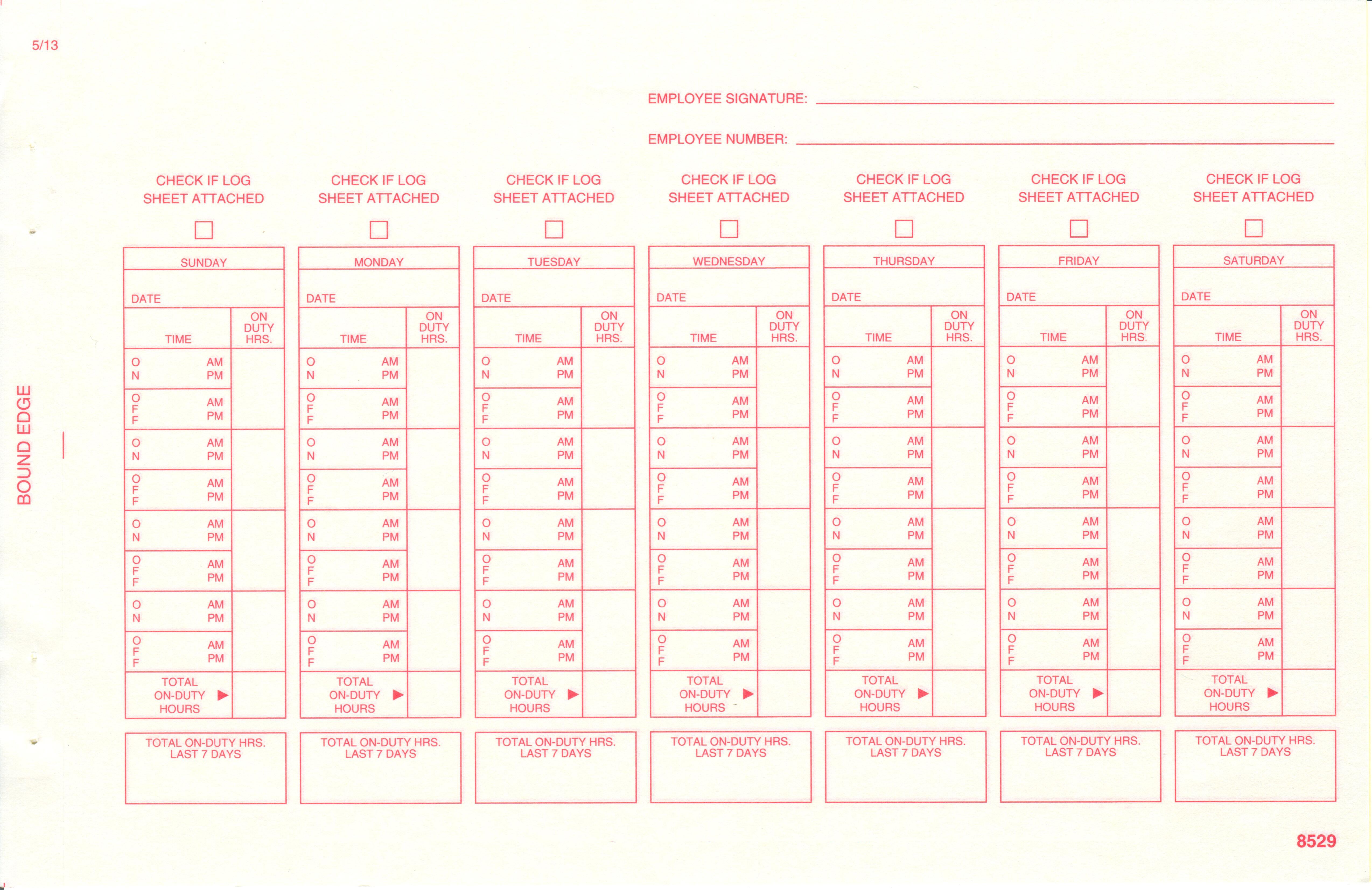 Fmcsa Time Sheet.pdf Driver's Time Record For Short Haul Operations Paper Sheet Carbonless ...