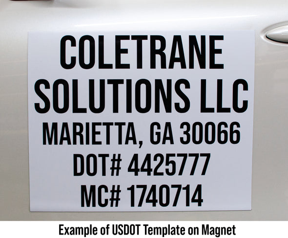 Company Name with 3 Regulation Numbers Decal, 2 Pack