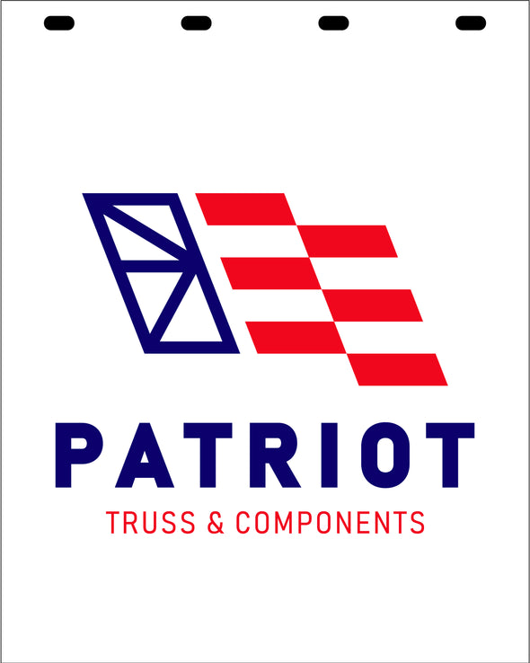Custom White Mud Flaps Proof for Customer (Patriot Truss & Components)