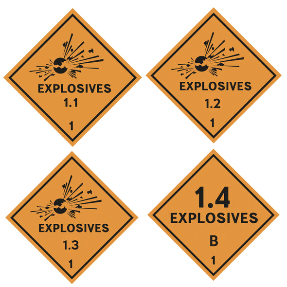 Custom Set of Class 1 Explosive Magnetic Placards | Class 1.1, 1.2, 1.3, 1.4