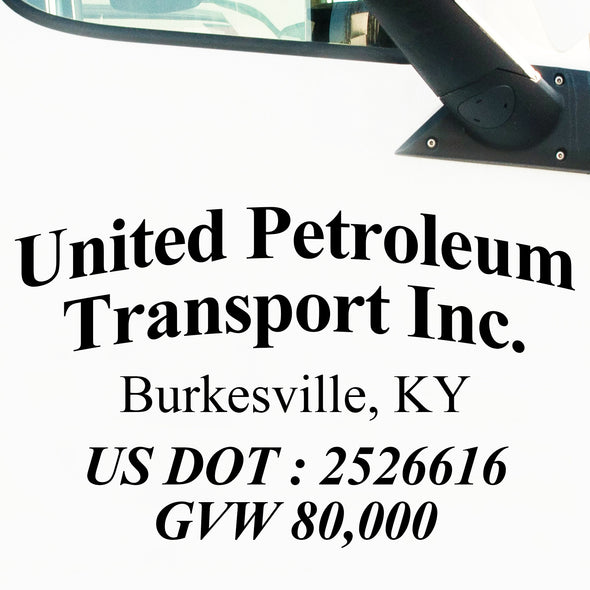 Truck Door Decal Proof with Company Name, USDOT & GVW Sticker