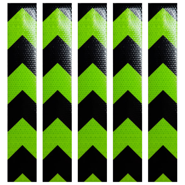 Magnetic Reusable Black & Neon Green Reflectors | Reflective 2" x 24" Waterproof Safety Caution Tape for Trailer Trucks