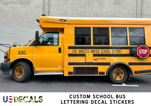 yellow school bus decal stickers lettering