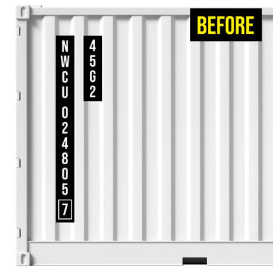 Vertical Shipping Container Stencil Decal For Painting 2 Line Lettering Number For Shipping Container Sides, 2-Pack