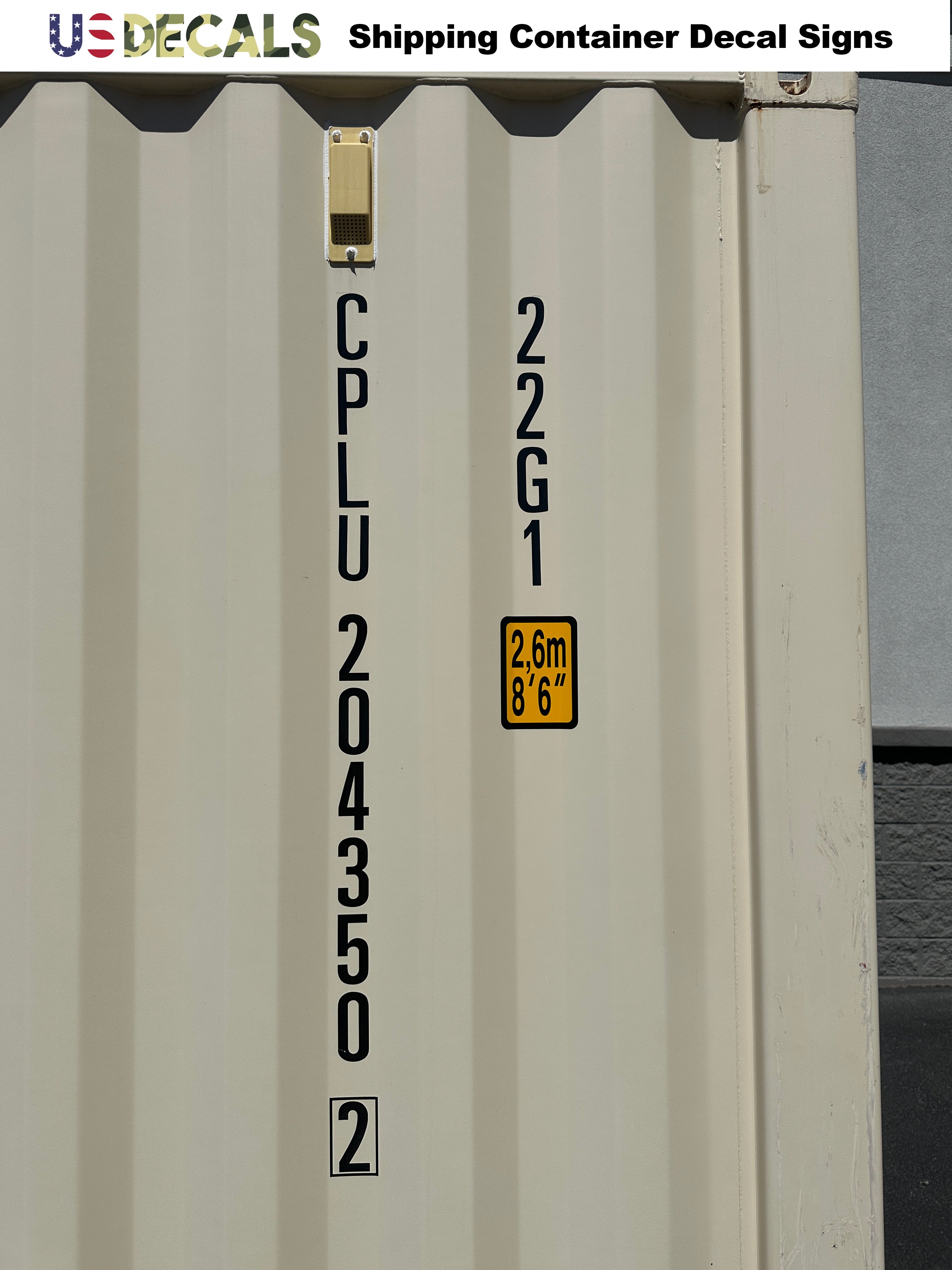 Vertical Shipping Container 2 Line Lettering Number Sticker Decals For ...
