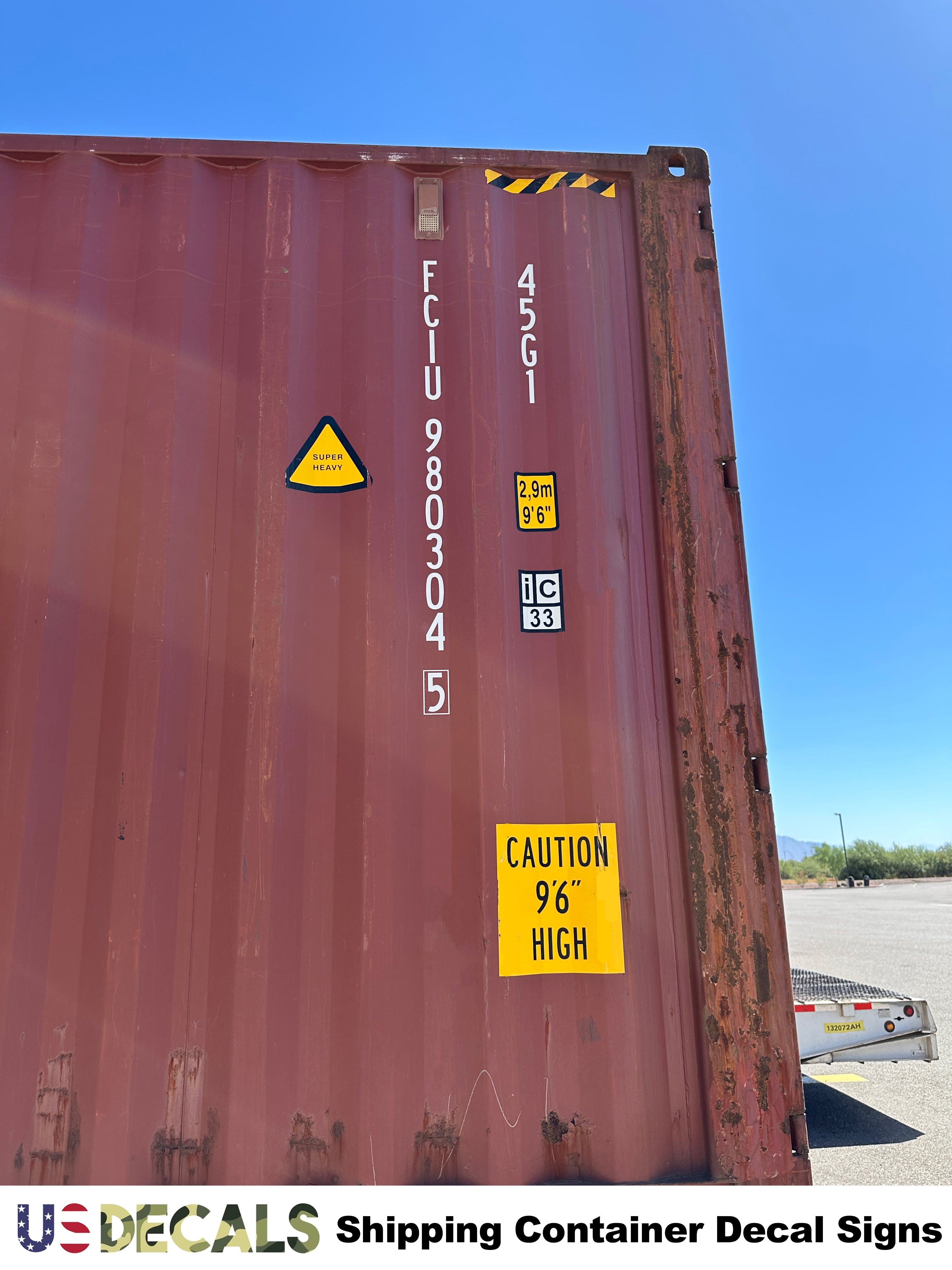 Vertical Shipping Container 2 Line Lettering Number Sticker Decals For ...