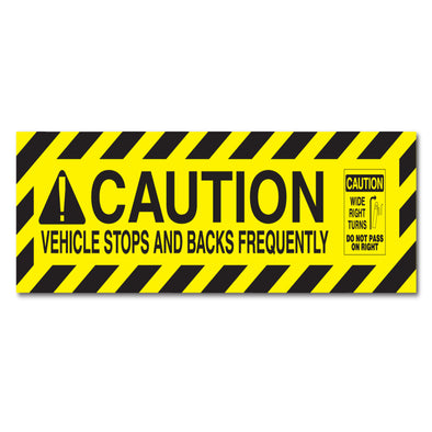 Caution Vehicle Stops And Backs Frequently Large Decal Sticker For Commercial Trucks
