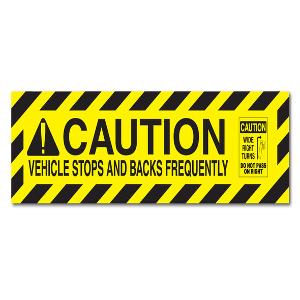 Caution Vehicle Stops And Backs Frequently Large Decal Sticker For Commercial Trucks