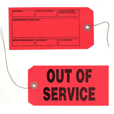 Out of Service Red Tag with Metal Attachment Wire