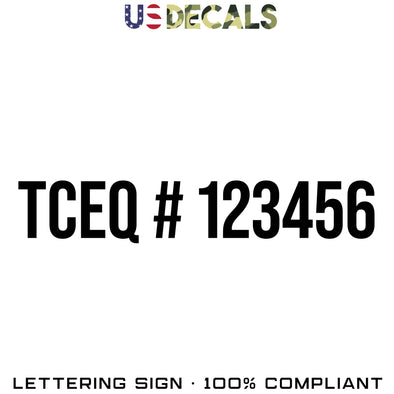 TCEQ Number Decal Sticker, 2 Pack